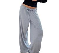 Pyjama Hosen Damen Weich, Schlafanzughose Damen Lang Jogginghose Baggy Freizeithose Bequeme Stoffhose Kordelzug Strandhose Weite Bein Schlafhose Freizeithose Stretch Yoga Hose Nachtwäsche Hose