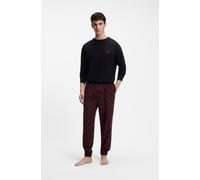 Pyjama HUGO UNDERWEAR "ELION LONG SET", Herren, Gr. XXL (56), schwarz 001, Jersey, Obermaterial: 95% Baumwolle, 5% Elasthan, relaxed fit lang, Rundhals, Homewear-Sets Pyjama (88724433-XXL) schwarz 001