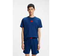 Pyjama HUGO UNDERWEAR "GALAXY SHORT SET", Damen, Gr. S (48), medium blau 428, Jersey, Obermaterial: 95% Baumwolle, 5% Elasthan, unifarben, regular fit kurz, Rundhals, abgesteppte Kante, Homewear-Sets