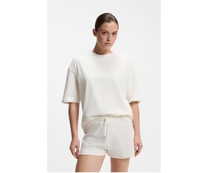 Pyjama HUGO UNDERWEAR "MESH LOGO SHORT-SET", Damen, Gr. L, open weiß 110, Jersey, Obermaterial: 95% Baumwolle, 5% Elasthan, unifarben, relaxed fit kurz, Rundhals, weit abgesteppte Kante, Homewear-Sets