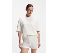 Pyjama HUGO UNDERWEAR "MESH LOGO SHORT-SET", Damen, Gr. XL, weiß (open weiß 110), Jersey, Obermaterial: 95% Baumwolle, 5% Elasthan, unifarben, relaxed fit kurz, Rundhals, weit abgesteppte Kante, Homew