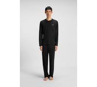 Pyjama HUGO UNDERWEAR "NOCTO LONG SET", Herren, Gr. XL (54), schwarz 001, Jersey, Obermaterial: 48% Baumwolle, 48% Modal, 4% Elasthan, relaxed fit normal, Rundhals, Homewear-Sets, aus Stretch-Jersey m