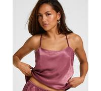 Pyjama HUNKEMÖLLER "Ayla Satin Cami Top", Damen, Gr. XS, lila, 55% Viskose, 45% Polyester, Homewear-Sets Pyjama (54062755-XS) lila