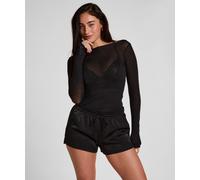Pyjama HUNKEMÖLLER "Ayla Satin Shorts", Damen, Gr. M, schwarz, 55% Viskose, 45% Polyester, Homewear-Sets Pyjama (14163562-M) schwarz