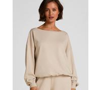 Pyjama HUNKEMÖLLER "Boatneck Sweater Audrey", Damen, Gr. XL, grau, 50% Baumwolle, 50% Modal, Homewear-Sets Pyjama (70326223-XL) grau
