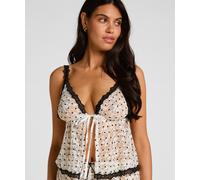 Pyjama HUNKEMÖLLER "Cami Dolly", Damen, Gr. S, weiß, 73% Polyester, 14% Elasthan, 13% Polyamid, Homewear-Sets Pyjama (20606544-S) weiß