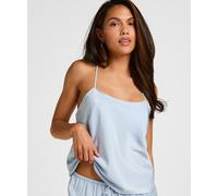Pyjama HUNKEMÖLLER "Cami Top Satin Ayla", Damen, Gr. M, blau, 55% Viskose, 45% Polyester, Homewear-Sets Pyjama (52849527-M) blau