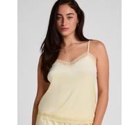 Pyjama HUNKEMÖLLER "Cami Top Velours Lace", Damen, Gr. XL, gelb, 95% Polyester, 5% Elasthan, Homewear-Sets Pyjama (50036831-XL) gelb