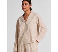 Pyjama HUNKEMÖLLER "Dobby Pyjama-Jacke aus Gewebter Baumwolle", Damen, Gr. S, beige, 100% Baumwolle, Homewear-Sets Pyjama (76099735-S) beige