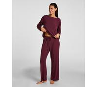 Pyjama HUNKEMÖLLER "Essential Jersey Long-Sleeved Jacket", Damen, Gr. S, lila, 92% Viskose, 8% Elasthan, Homewear-Sets Pyjama (23496627-S) lila