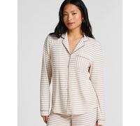 Pyjama HUNKEMÖLLER "Essential Jersey Long-Sleeved Jacket", Damen, Gr. S, weiß, 92% Viskose, 8% Elasthan, Homewear-Sets Pyjama (73827501-S) weiß