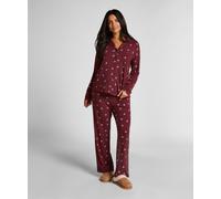 Pyjama HUNKEMÖLLER "Essential Jersey Pants", Damen, Gr. XS, rot, 92% Viskose, 8% Elasthan, Homewear-Sets Pyjama (72540105-XS) rot