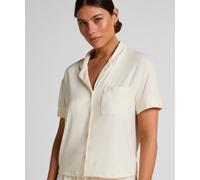 Pyjama HUNKEMÖLLER "Essential Jersey Short-Sleeved Jacket", Damen, Gr. XL, beige (weiß), 92% Viskose, 8% Elasthan, Homewear-Sets Pyjama (86177644-XL) weiß