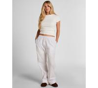 Pyjama HUNKEMÖLLER "Gestreifte Hose aus gewebter Baumwolle", Damen, Gr. XS, weiß (lila), 100% Baumwolle, Homewear-Sets Pyjama (70215741-XS) lila