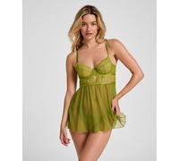 Pyjama HUNKEMÖLLER "Isabelle Babydoll", Damen, Gr. 70B, grün, 80% Polyamid, 20% Elasthan, Homewear-Sets Pyjama (26196243-70) grün