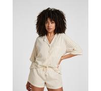 Pyjama HUNKEMÖLLER "Jacke Leinen", Damen, Gr. XS, beige, 70% Viskose, 30% Leinen, Homewear-Sets Pyjama (62706567-XS) beige