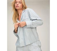 Pyjama HUNKEMÖLLER "Pyjama-Jacke Longsleeve Woven", Damen, Gr. M, blau, 50% Viskose, 50% Baumwolle, Homewear-Sets Pyjama (38773350-M) blau