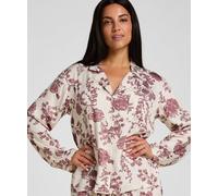 Pyjama HUNKEMÖLLER "Jacket Woven Print", Damen, Gr. S, beige, 81% Viskose, 19% Lyocell, Homewear-Sets Pyjama (64885762-S) beige