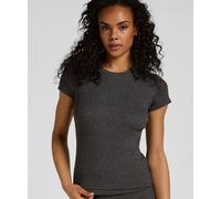 Pyjama HUNKEMÖLLER "Kurzärmeliges Pyjama-Oberteil", Damen, Gr. M, grau, 46% Lyocell, 45% Baumwolle, 9% Elasthan, Homewear-Sets Pyjama (63560835-M) grau