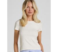 Pyjama HUNKEMÖLLER "Kurzärmeliges Pyjama-Oberteil", Damen, Gr. M, weiß, 46% Lyocell, 45% Baumwolle, 9% Elasthan, Homewear-Sets Pyjama (63200759-M) weiß