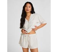 Pyjama HUNKEMÖLLER "Leinen-Shorts", Damen, Gr. S, weiß, 70% Viskose, 30% Leinen, Homewear-Sets Pyjama (64997750-S) weiß