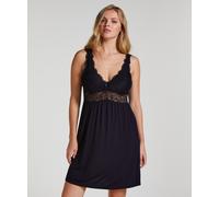 Pyjama HUNKEMÖLLER "Nora Lace Slip Dress", Damen, Gr. XS, schwarz, 95% Viskose, 5% Elasthan, Homewear-Sets Pyjama (52714314-XS) schwarz