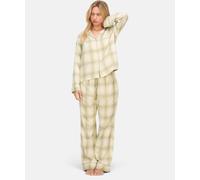 Pyjama HUNKEMÖLLER "Pant Woven", Damen, Gr. XS, beige (grün), 50% Viskose, 50% Baumwolle, Homewear-Sets Pyjama (98320257-XS) grün