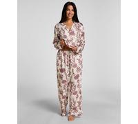 Pyjama HUNKEMÖLLER "Pants Woven Print", Damen, Gr. S, beige, 81% Viskose, 19% Lyocell, Homewear-Sets Pyjama (81070855-S) beige
