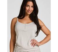 Pyjama HUNKEMÖLLER "Pyjama Top Gestreift mit Knopfleiste", Damen, Gr. S, beige (grau), 95% Viskose, 5% Elasthan, Homewear-Sets Pyjama (97318361-S) grau