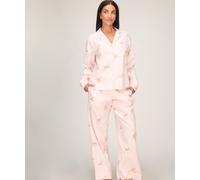 Pyjama HUNKEMÖLLER "Pyjama-Jacke Longsleeve Woven", Damen, Gr. XS, rosa, 50% Viskose, 50% Baumwolle, Homewear-Sets Pyjama (65223542-XS) rosa