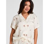 Pyjama HUNKEMÖLLER "Pyjama Jacket Satin", Damen, Gr. XS, weiß, 70% Viskose, 30% Lyocell, Homewear-Sets Pyjama (94462401-XS) weiß