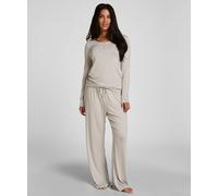 Pyjama HUNKEMÖLLER "Pyjama Pants Striped Jersey", Damen, Gr. M, grau, 95% Viskose, 5% Elasthan, Homewear-Sets Pyjama (15599134-M) grau