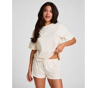 Pyjama HUNKEMÖLLER "Pyjama Set Cotton", Damen, Gr. M, beige (weiß), 100% Baumwolle, Homewear-Sets Pyjama (79542106-M) weiß