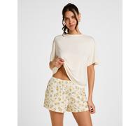 Pyjama HUNKEMÖLLER "Pyjama Set Daisy", Damen, Gr. XS, weiß, 95% Viskose, 5% Elasthan, Homewear-Sets Pyjama (65290008-XS) weiß