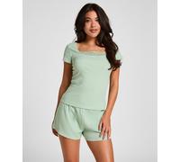 Pyjama HUNKEMÖLLER "Pyjama Set", Damen, Gr. M, grün, 45% Viskose, 45% Baumwolle, 10% Elasthan, Homewear-Sets Pyjama (77920932-M) grün