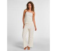 Pyjama HUNKEMÖLLER "Pyjama Set Dots", Damen, Gr. S, beige (weiß), 45% Viskose, 45% Baumwolle, 10% Elasthan, Homewear-Sets Pyjama (32744534-S) weiß