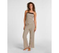 Pyjama HUNKEMÖLLER "Pyjama Set Lace", Damen, Gr. S, beige (braun), 45% Viskose, 45% Baumwolle, 10% Elasthan, Homewear-Sets Pyjama (66172302-S) braun