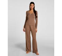 Pyjama HUNKEMÖLLER "Pyjama Set Nana", Damen, Gr. S, braun (beige), 92% Modal, 8% Elasthan, Homewear-Sets Pyjama (34444443-S) beige