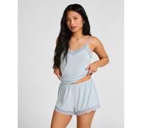 Pyjama HUNKEMÖLLER "Pyjama Set Nana", Damen, Gr. XL, blau, 95% Viskose, 5% Elasthan, Homewear-Sets Pyjama (60283626-XL) blau