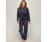Pyjama HUNKEMÖLLER "Pyjama Set Velours", Damen, Gr. XS, blau, 95% Polyester, 5% Elasthan, Homewear-Sets Pyjama (34064139-XS) blau