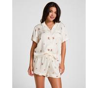 Pyjama HUNKEMÖLLER "Pyjama Short Satin", Damen, Gr. M, weiß, 70% Viskose, 30% Lyocell, Homewear-Sets Pyjama (30393159-M) weiß