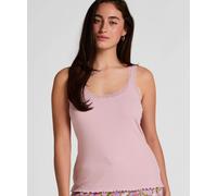 Pyjama HUNKEMÖLLER "Rippjersey-Top mit Spitze", Damen, Gr. S, rosa, 45% Baumwolle, 45% Viskose, 10% Elasthan, Homewear-Sets Pyjama (93685646-S) rosa