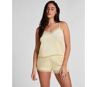 Pyjama HUNKEMÖLLER "Samit-Spitzen-Short", Damen, Gr. L, gelb, 95% Polyester, 5% Elasthan, Homewear-Sets Pyjama (65787235-L) gelb
