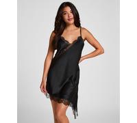 Pyjama HUNKEMÖLLER "Slipdress Asymmetric", Damen, Gr. M, schwarz, 100% Polyester, Homewear-Sets Pyjama (96804633-M) schwarz