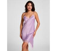 Pyjama HUNKEMÖLLER "Slipdress Asymmetric", Damen, Gr. XS, lila, 100% Polyester, Homewear-Sets Pyjama (43254542-XS) lila