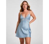Pyjama HUNKEMÖLLER "Slipdress Viktoria", Damen, Gr. S, blau, 100% Polyester, Homewear-Sets Pyjama (42868819-S) blau