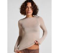 Pyjama HUNKEMÖLLER "super soft Boatneck shirt with Cashmere", Damen, Gr. XL, grau, 85% Modal, 10% Kaschmirwolle, 5% Elasthan, Homewear-Sets Pyjama (86606167-XL) grau
