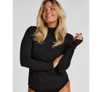 Pyjama HUNKEMÖLLER "super soft Turtleneck shirt with Cashmere", Damen, Gr. L, schwarz, 85% Modal, 10% Kaschmirwolle, 5% Elasthan, Homewear-Sets Pyjama (40610161-L) schwarz