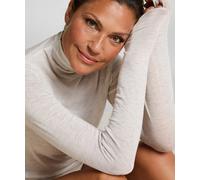 Pyjama HUNKEMÖLLER "super soft Turtleneck shirt with Cashmere", Damen, Gr. M, beige (grau), 85% Modal, 10% Kaschmirwolle, 5% Elasthan, Homewear-Sets Pyjama (88996016-M) grau