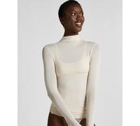 Pyjama HUNKEMÖLLER "super soft Turtleneck shirt with Cashmere", Damen, Gr. M, beige (weiß), 85% Modal, 10% Kaschmirwolle, 5% Elasthan, Homewear-Sets Pyjama (94809707-M) weiß